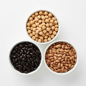 Bowls of mixed beans and chickpeas