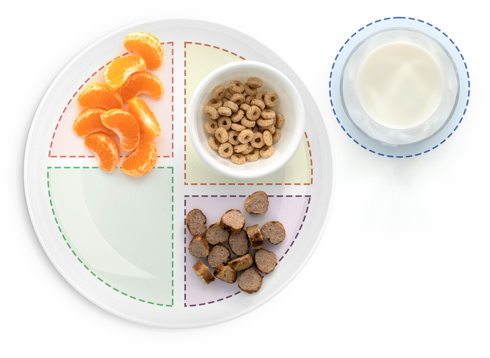 Turkey sausage, clementines, and cereal