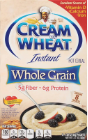 Cream of Wheat cereal box with whole grain oatmeal.