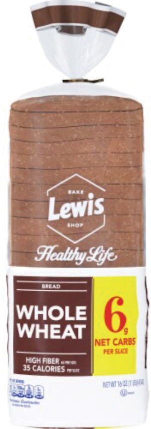 Whole wheat bread in plastic packaging.