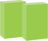 Two green cartons standing side by side.