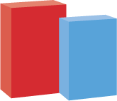 Two colorful rectangular blocks standing upright.