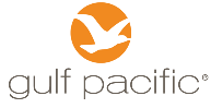 Bird silhouette logo with text "gulf pacific".
