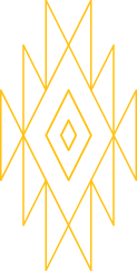 Yellow geometric pattern on black background.