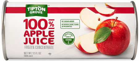 Tipton Grove apple juice frozen concentrate can