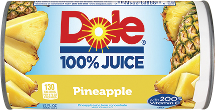 Dole pineapple juice can with vibrant label design.