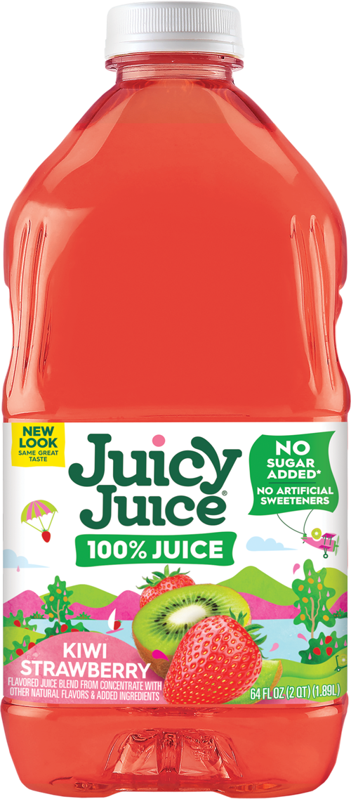 Juicy Juice bottle, kiwi strawberry flavor, no added sugar.