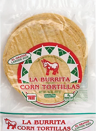 Pack of La Burrita corn tortillas.