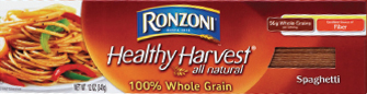 Whole grain spaghetti box with pasta image.