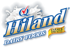 Hiland Dairy Foods logo with milk splash.