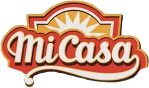Mi Casa logo with a rising sun design.