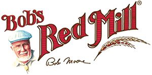 Bob’s Red Mill logo with smiling man and wheat.