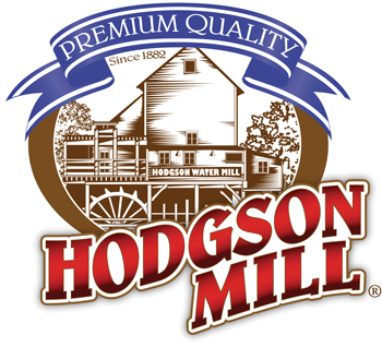 Hodgson Mill logo with water mill illustration.