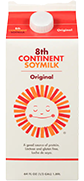 Carton of 8th Continent Soymilk with sun design.