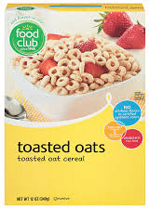Cereal box with strawberries and toasted oats.