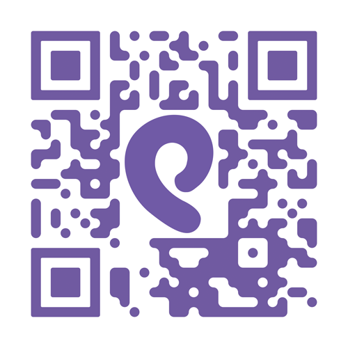Purple Pacify QR code with logo in center