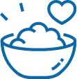 Bowl of food with a heart above it.